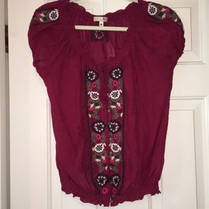 Joie Embroidered Peasant Top M